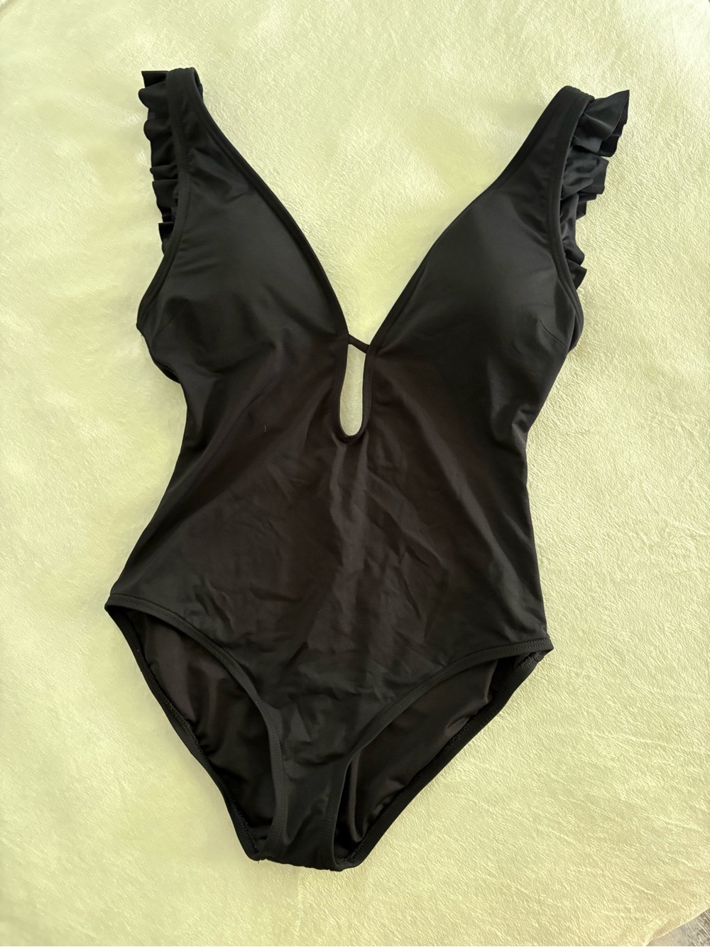 kate spade Black Ruffle-Shoulder One-Piece Swimsuit